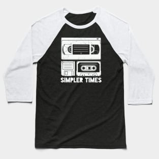 Simpler Times // Retro VHS Floppy Disk Audio Cassette Baseball T-Shirt